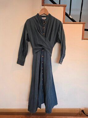 Henui denim wrap midi dress size XS